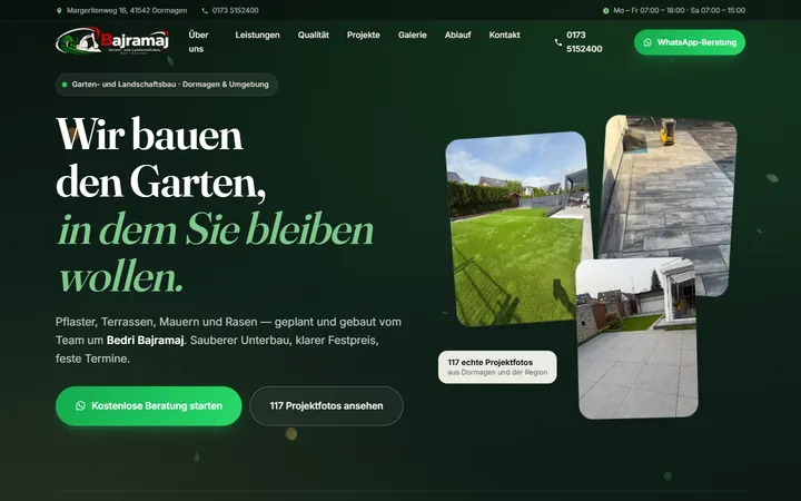 Startseite der Website von Bajramaj Garten- und Landschaftsbau