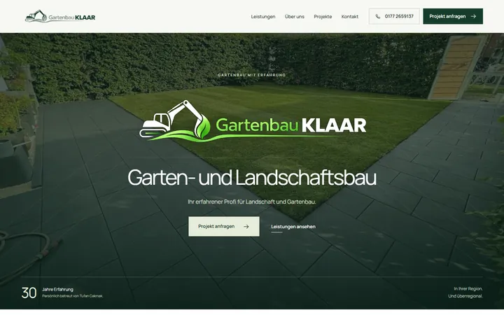 Startseite der Website von Gartenbau Klaar