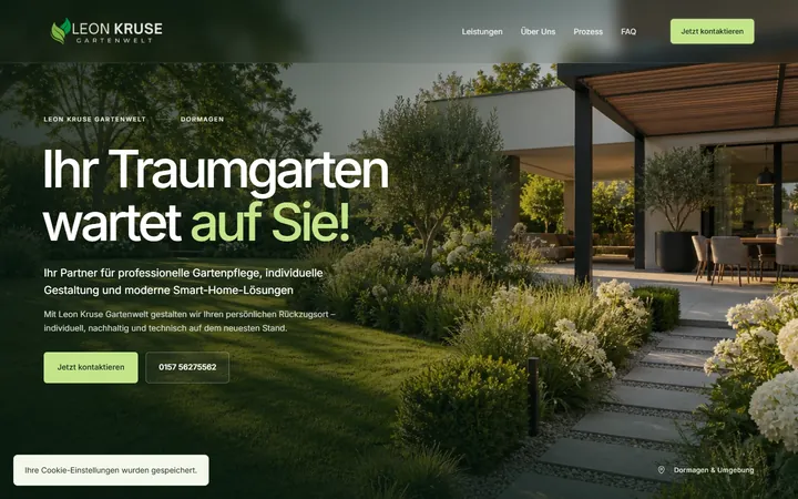 Startseite der Website von Leon Kruse Gartenwelt