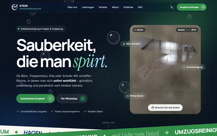 Startseite der Website von Stein Gebäudereinigung