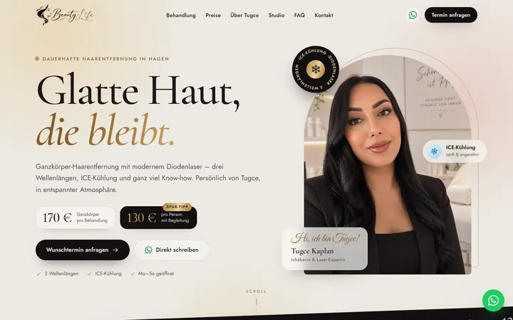 Startseite der Website von Tugce’s Beautylife